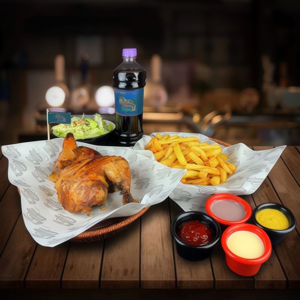 Cuarto de pollo con papas — BarriosChicken Polleria