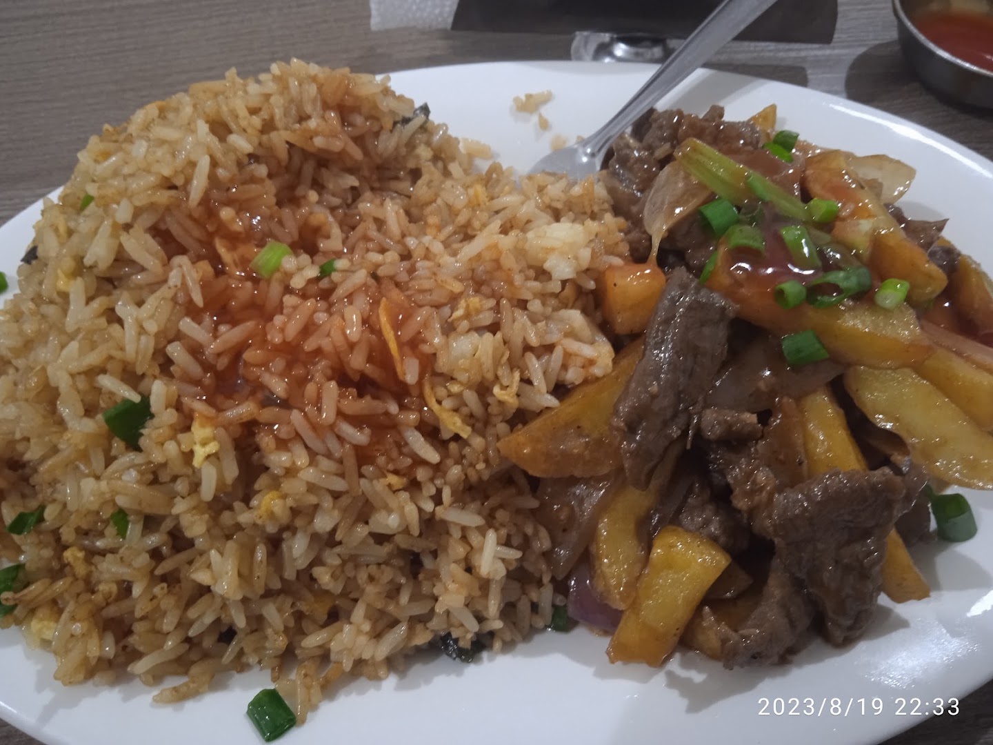 Chaufa con carne y papas — Chifa SUE, Restaurante