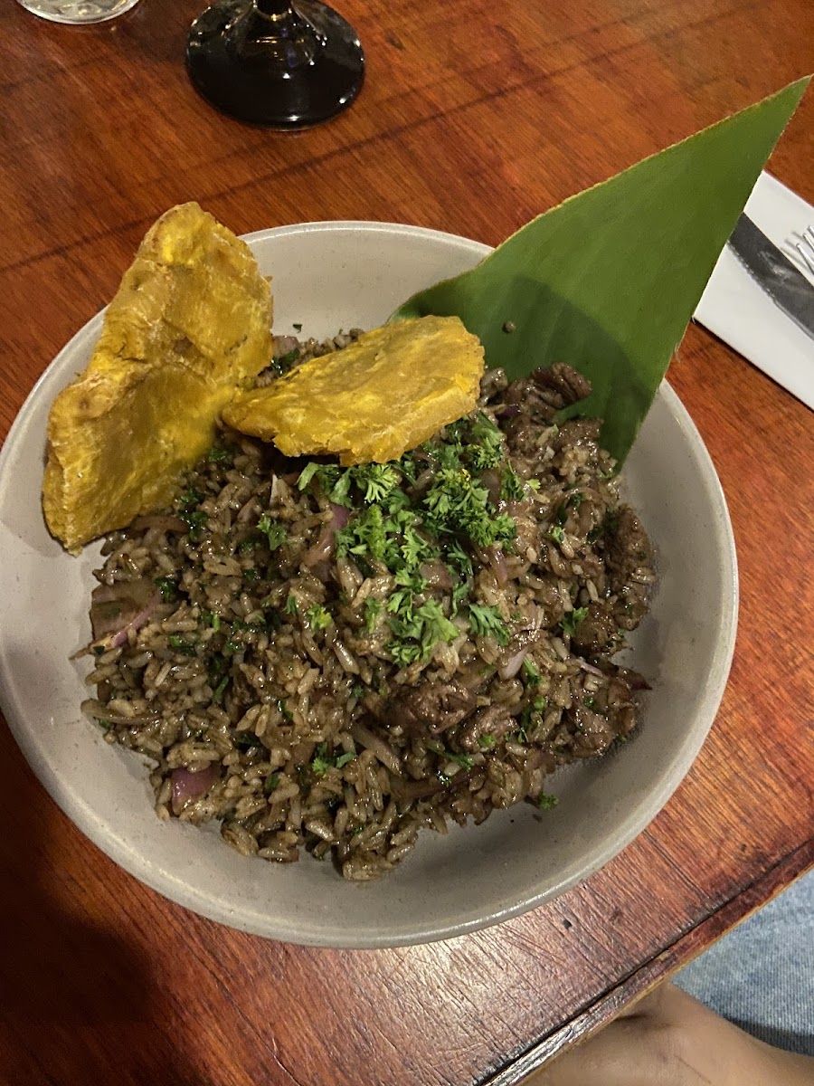 Arroz con patacones — Restaurante la Potra