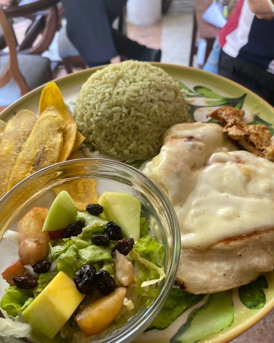 Gratinado con ensalada de frutas — Sazón Refinado
