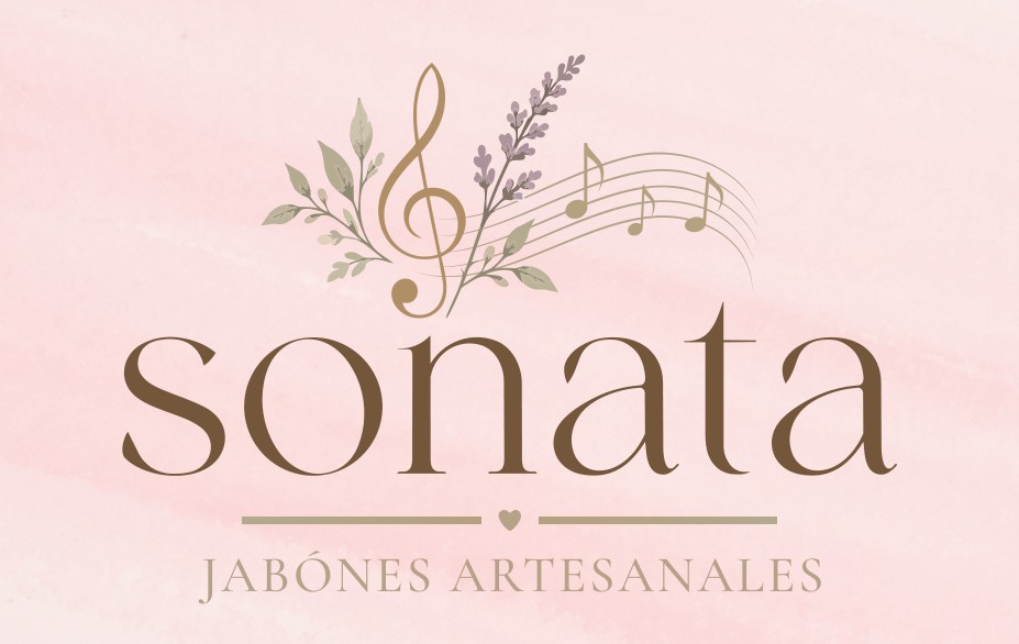 Logo de Sonata Jabones Artesanales: clave de sol, lavanda y pentagrama