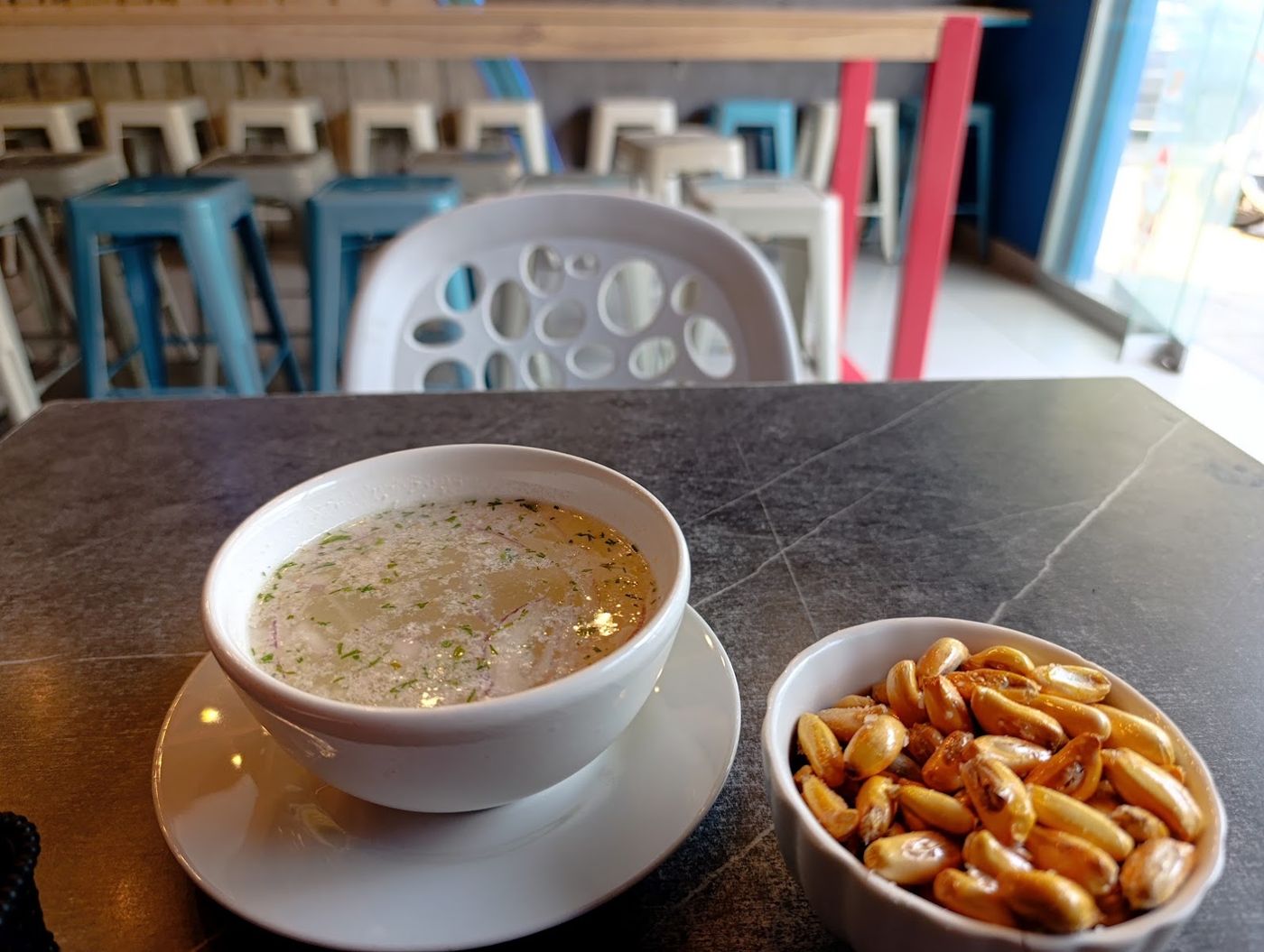 Caldo con cancha — TUYA PEZ Barra cevichera - antes: Jose & Juanita - LINCE